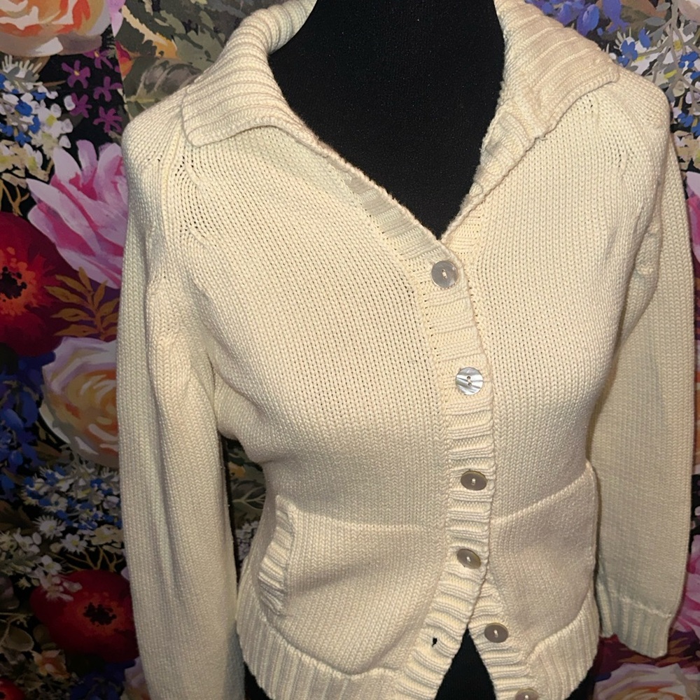 Cream Button-Up Women's Sweater
